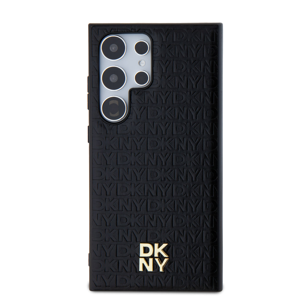 DKNY Samsung Galaxy S24 Ultra Backcover Case - Magsafe - Leather Repeat Pattern - Zwart-Hoesjes-Ilumina Benelux