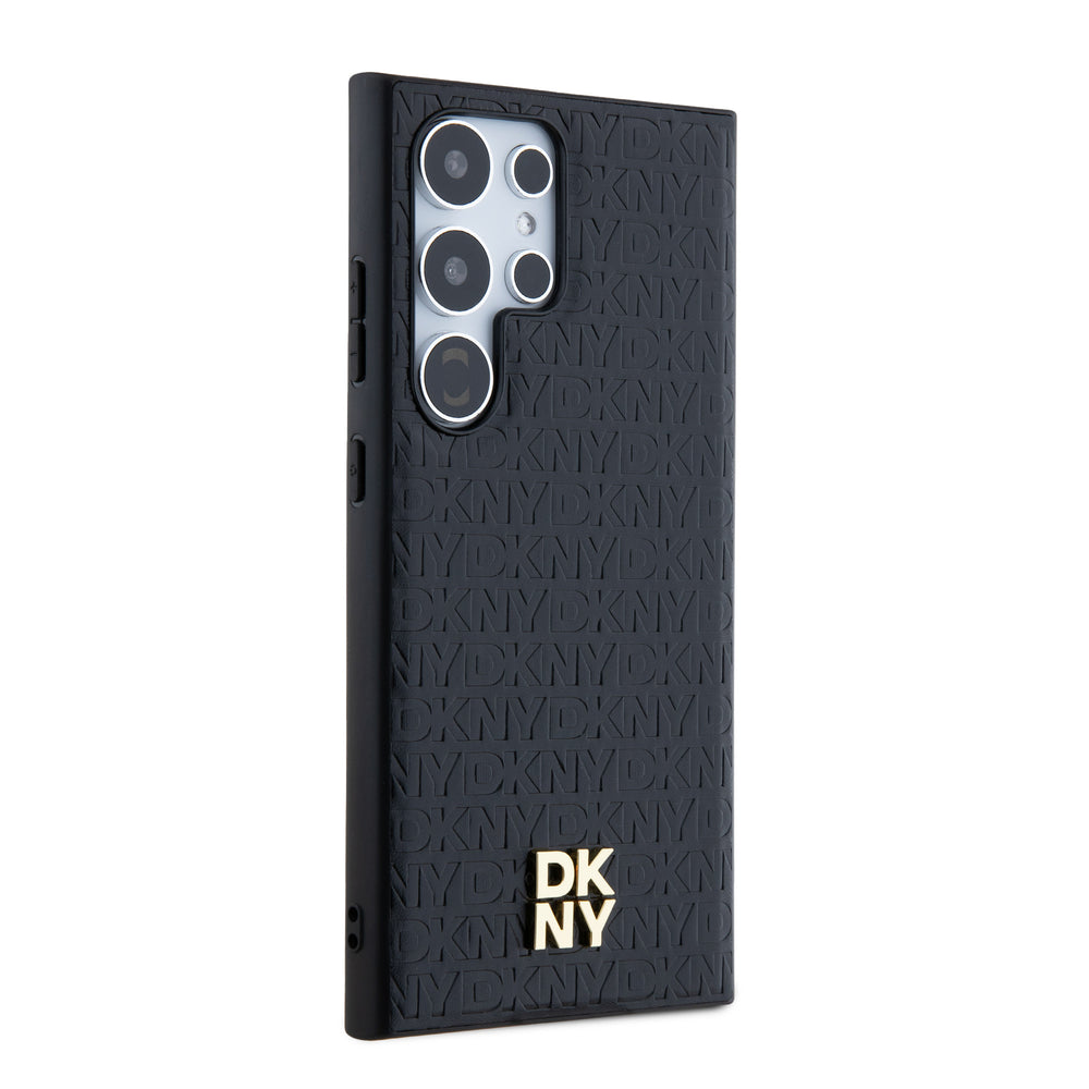 DKNY Samsung Galaxy S24 Ultra Backcover Case - Magsafe - Leather Repeat Pattern - Zwart-Hoesjes-Ilumina Benelux