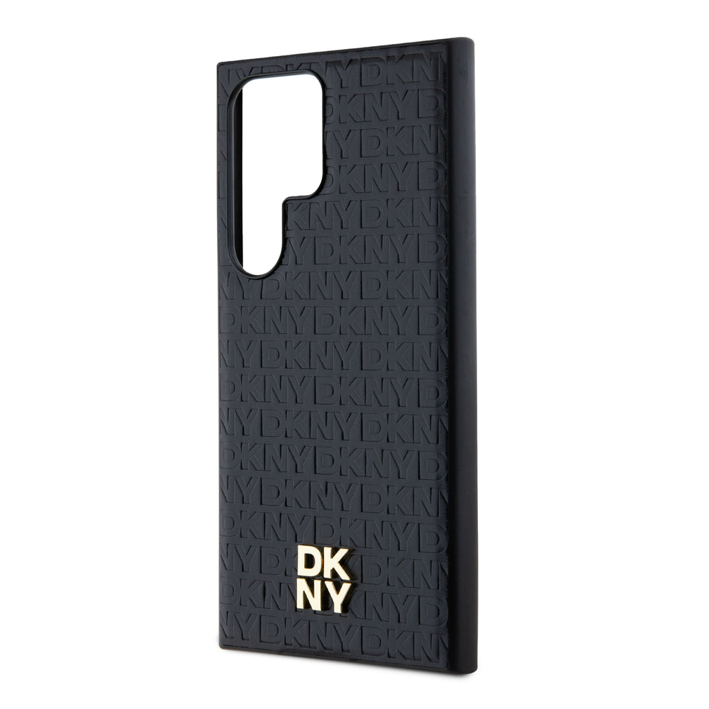 DKNY Samsung Galaxy S24 Ultra Backcover Case - Magsafe - Leather Repeat Pattern - Zwart-Hoesjes-Ilumina Benelux