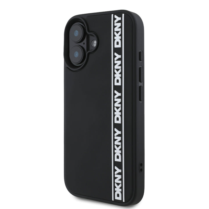 DKNY iPhone 16 Backcover hoesje D Rubber Repeat Logo Line - Zwart-Hoesjes-Ilumina Benelux