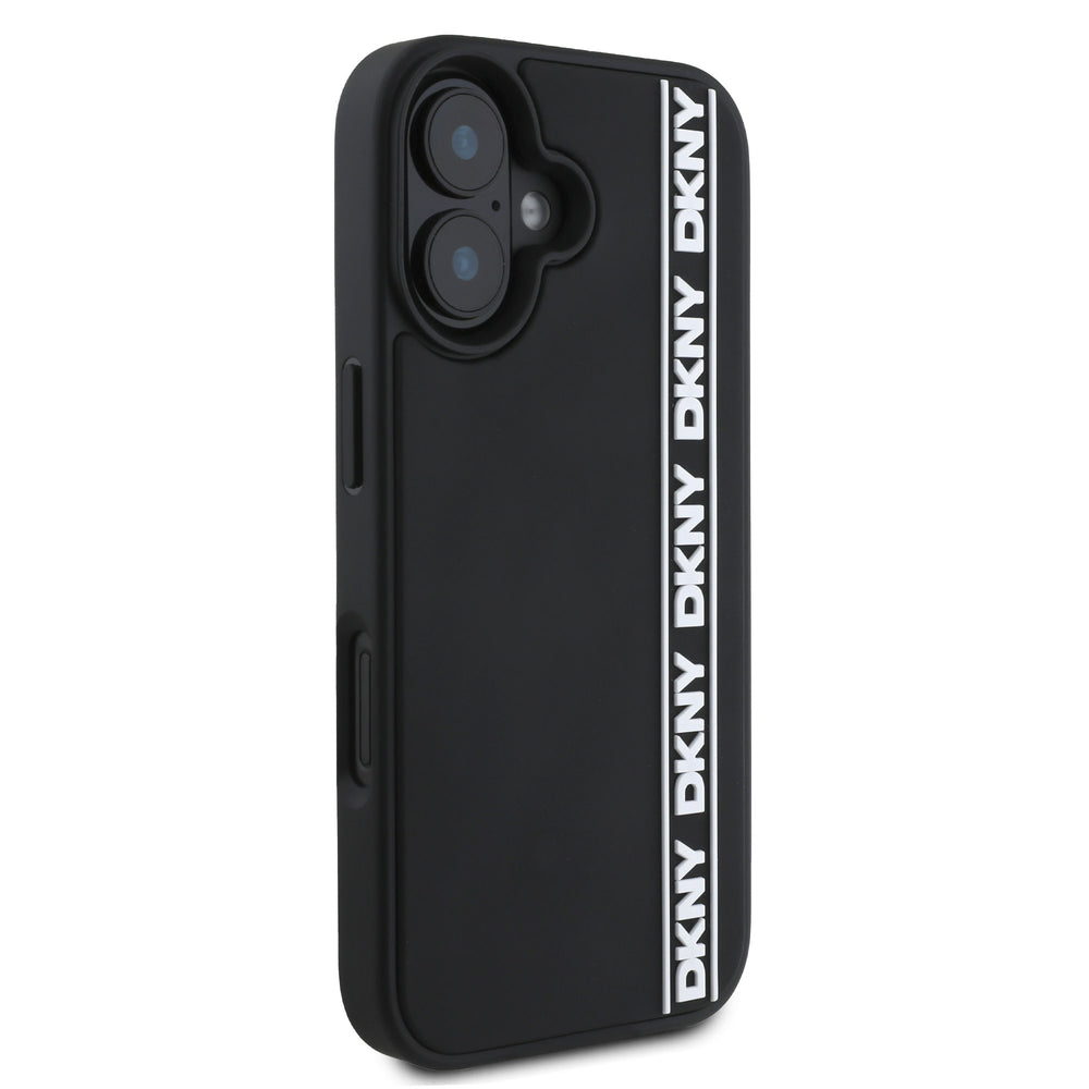 DKNY iPhone 16 Backcover hoesje D Rubber Repeat Logo Line - Zwart-Hoesjes-Ilumina Benelux