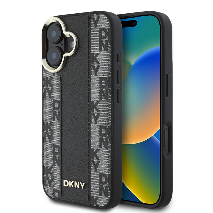 DKNY iPhone 16 Backcover hoesje Magsafe - Checkered Pattern - Zwart-Hoesjes-Ilumina Benelux