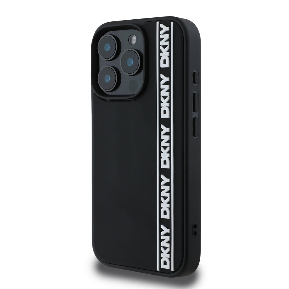 DKNY iPhone 16 Pro Max Backcover hoesje D Rubber Repeat Logo Line - Zwart-Hoesjes-Ilumina Benelux