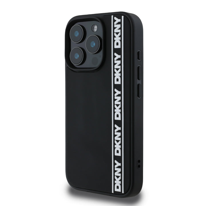 DKNY iPhone 16 Pro Max Backcover hoesje D Rubber Repeat Logo Line - Zwart-Hoesjes-Ilumina Benelux