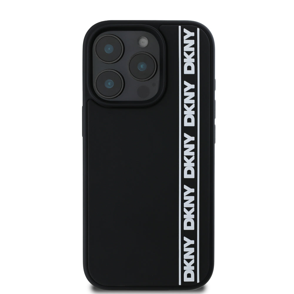 DKNY iPhone 16 Pro Max Backcover hoesje D Rubber Repeat Logo Line - Zwart-Hoesjes-Ilumina Benelux