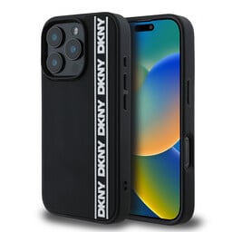 DKNY iPhone 16 Pro Max Backcover hoesje D Rubber Repeat Logo Line - Zwart-Hoesjes-Ilumina Benelux