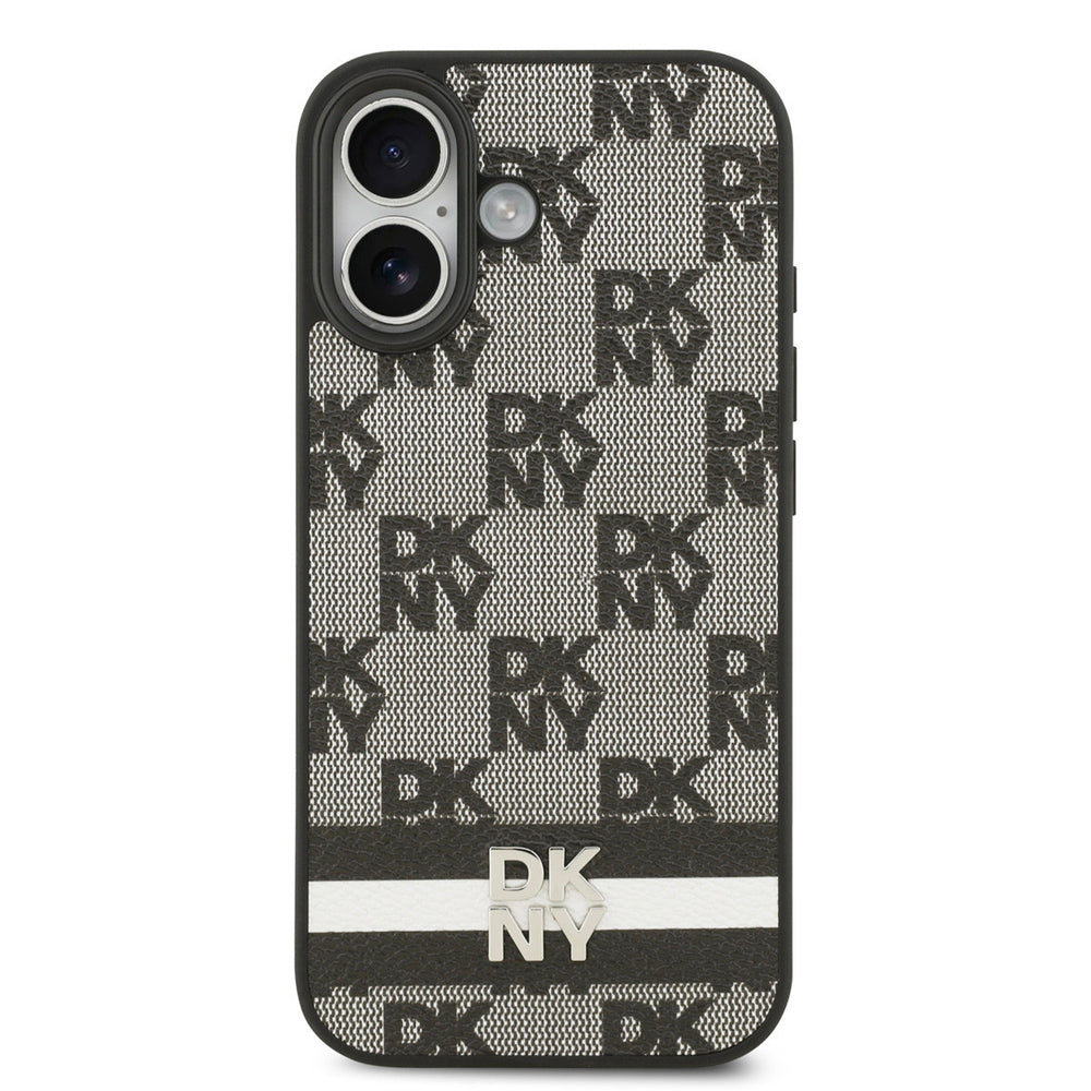DKNY iPhone 17 Backcover hoesje - Checkered Pattern With Printed Stripes - Zwart-Hoesjes-Ilumina Benelux