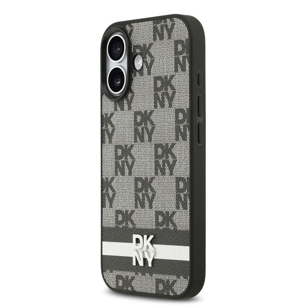 DKNY iPhone 17 Backcover hoesje - Checkered Pattern With Printed Stripes - Zwart-Hoesjes-Ilumina Benelux