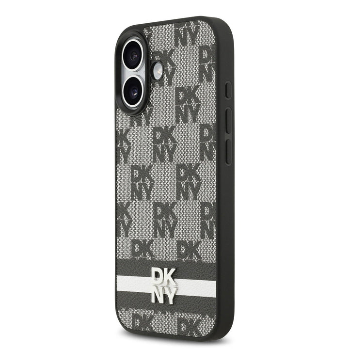 DKNY iPhone 17 Backcover hoesje - Checkered Pattern With Printed Stripes - Zwart-Hoesjes-Ilumina Benelux