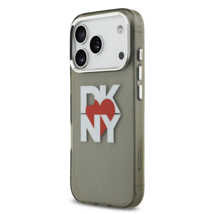 DKNY iPhone 17 Pro Back Cover hoesje - Printed Heart Logo - Doorzichtig Zwart-Hoesjes-Ilumina Benelux