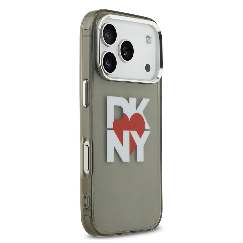 DKNY iPhone 17 Pro Back Cover hoesje - Printed Heart Logo - Doorzichtig Zwart-Hoesjes-Ilumina Benelux