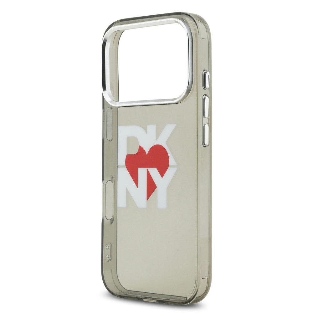 DKNY iPhone 17 Pro Back Cover hoesje - Printed Heart Logo - Doorzichtig Zwart-Hoesjes-Ilumina Benelux