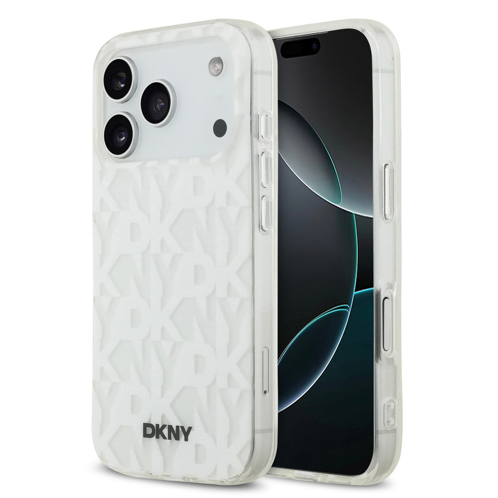 DKNY iPhone 17 Pro Backcover hoesje - Grid Pattern - Double Layer - Wit-Hoesjes-Ilumina Benelux