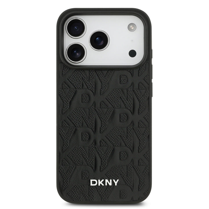DKNY iPhone 17 Pro Backcover hoesje - MagSafe - Grid Pattern - Zwart-Hoesjes-Ilumina Benelux