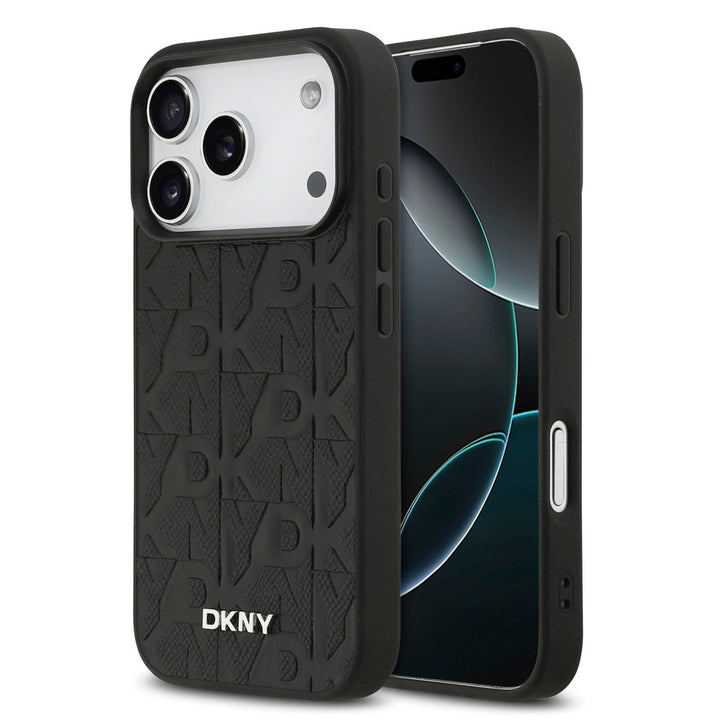 DKNY iPhone 17 Pro Backcover hoesje - MagSafe - Grid Pattern - Zwart-Hoesjes-Ilumina Benelux