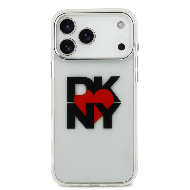 DKNY iPhone 17 Pro Max Back Cover hoesje - Printed Heart Logo - Doorzichtig Zwart-Hoesjes-Ilumina Benelux
