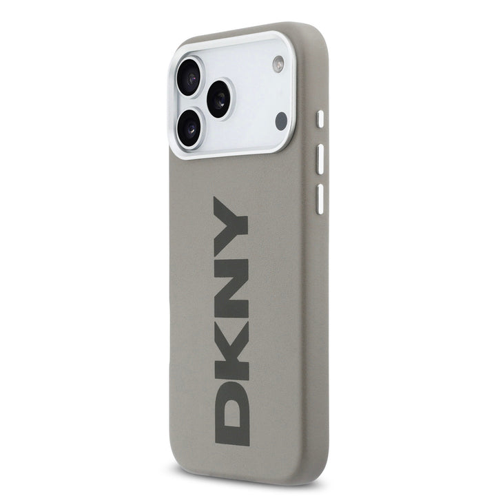 DKNY iPhone 17 Pro Max Backcover hoesje - MagSafe - Full Wrap With Large Vertical Logo - Beige-Hoesjes-Ilumina Benelux