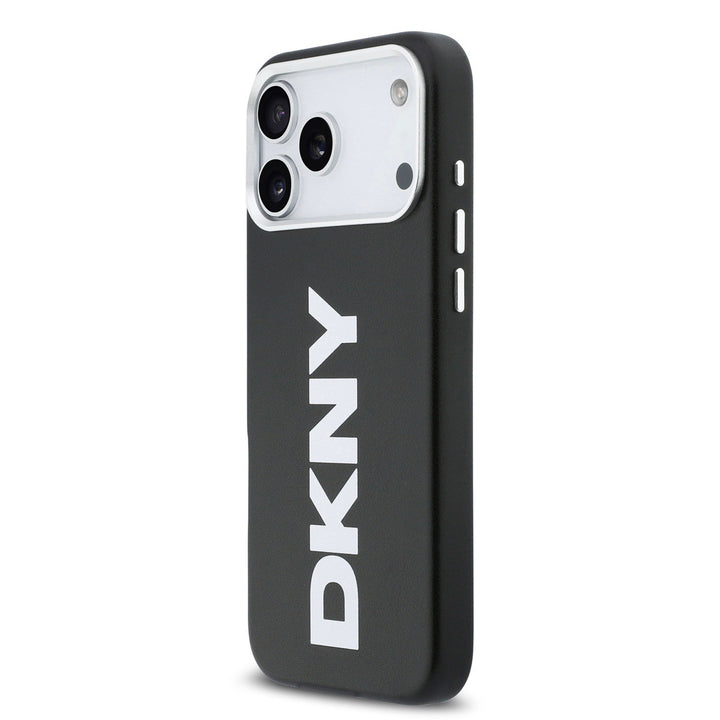 DKNY iPhone 17 Pro Max Backcover hoesje - MagSafe - Full Wrap With Large Vertical Logo - Zwart-Hoesjes-Ilumina Benelux