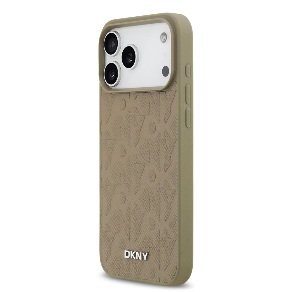 DKNY iPhone 17 Pro Max Backcover hoesje - MagSafe - Grid Pattern - Taupe-Hoesjes-Ilumina Benelux