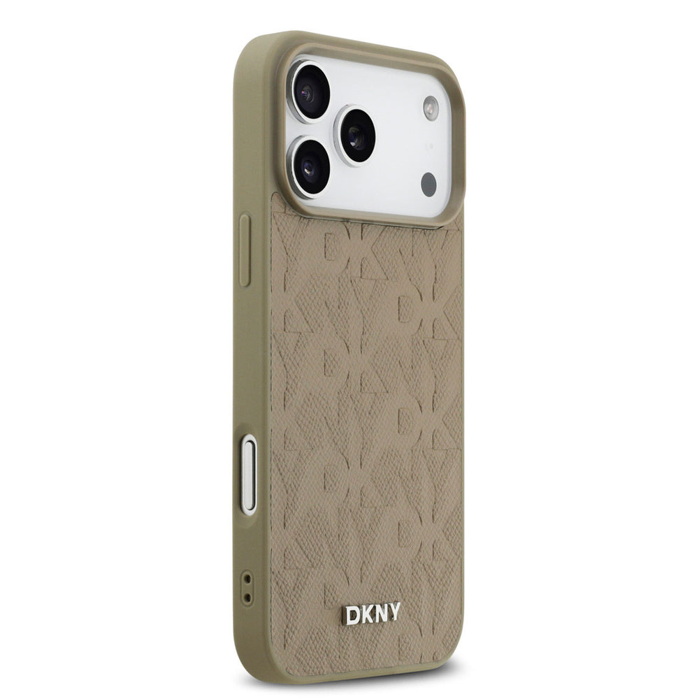DKNY iPhone 17 Pro Max Backcover hoesje - MagSafe - Grid Pattern - Taupe-Hoesjes-Ilumina Benelux