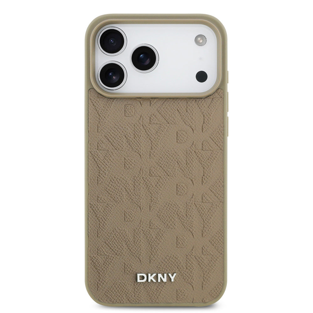 DKNY iPhone 17 Pro Max Backcover hoesje - MagSafe - Grid Pattern - Taupe-Hoesjes-Ilumina Benelux