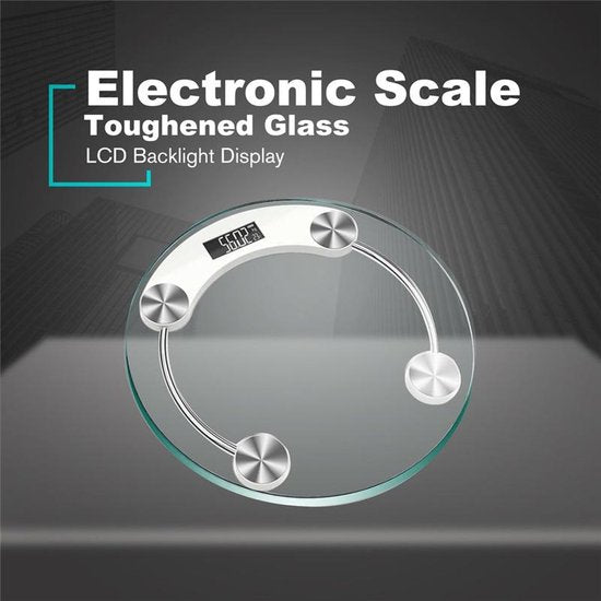 Digitale Personenweegschaal – Badkamerweegschaal 180 kg – LCD Display – Gehard Glas 33 cm Rond – Automatisch Aan/Uit – Wit-Personenweegschaal-Ilumina Benelux