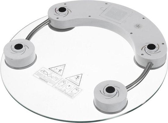 Digitale Personenweegschaal – Badkamerweegschaal 180 kg – LCD Display – Gehard Glas 33 cm Rond – Automatisch Aan/Uit – Wit-Personenweegschaal-Ilumina Benelux