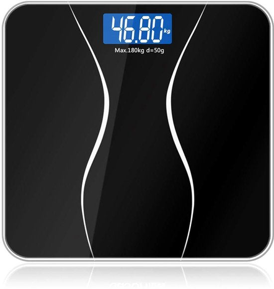 Digitale Personenweegschaal – Badkamerweegschaal – 180 kg/400 lb – Hoge Precisie – LCD Display – Zwart-Personenweegschaal-Ilumina Benelux