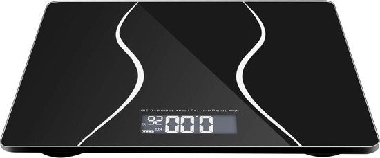 Digitale Personenweegschaal – Step-On Technologie – LCD-scherm met achtergrondverlichting – 180 kg – Gehard Glas – Zwart-Personenweegschaal-Ilumina Benelux