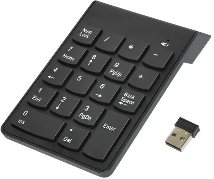 Draadloos numeriek toetsenbord – 2.4G USB ontvanger – Mini extern keypad – Ergonomisch – Zwart-Numeriek toetsenbord-Ilumina Benelux