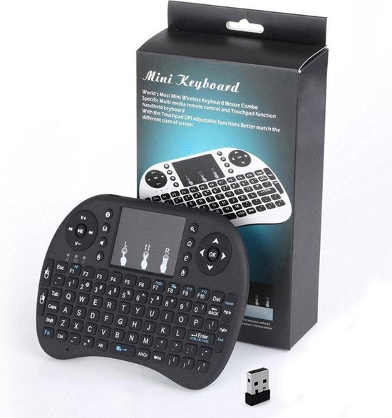 Draadloos toetsenbord – Mini keyboard met touchpad – Inclusief muisfunctie – Voor PC, smartphone, console & Smart TV – Zwart-Toetsenbord en muis-Ilumina Benelux