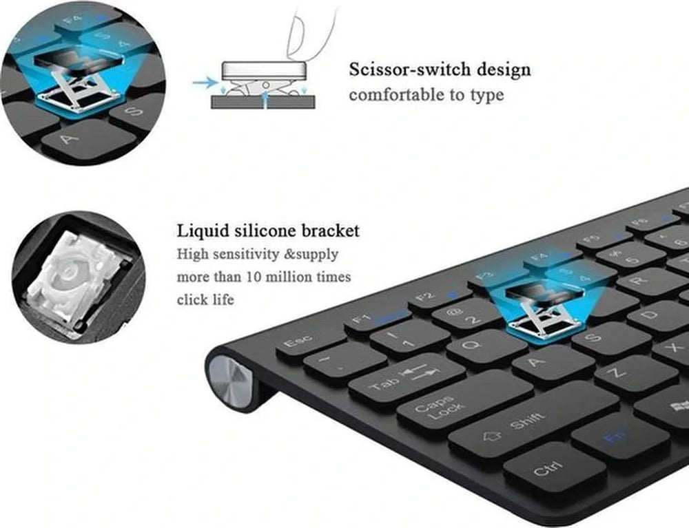 Draadloos toetsenbord – QWERTY mini – Compact draagbaar – Voor PC laptop Windows Mac – Zwart-Toetsenbord-Ilumina Benelux