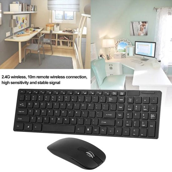 Draadloos toetsenbord met muis – Bluetooth – Geschikt voor Smart TV Box/Tablet/PC/Mac/iPad/iPhone/Android – Zwart-Toetsenbord en muis-Ilumina Benelux