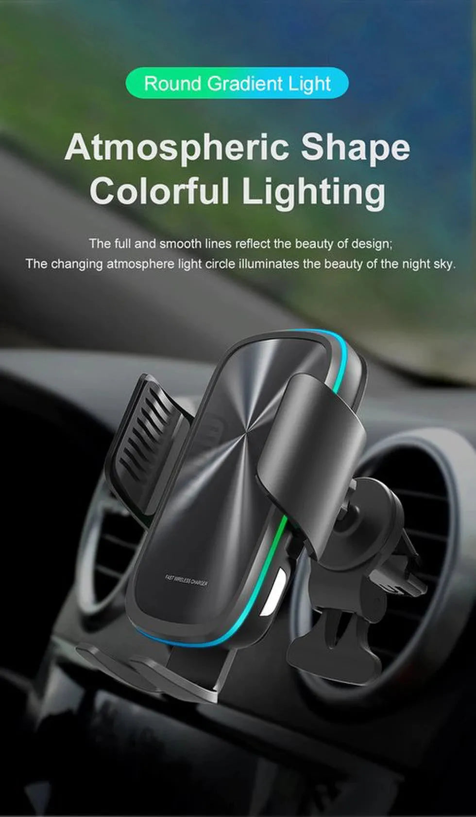 Draadloze autolader – 15W Qi snelladen – Telefoonhouder ventilatierooster & voorruit – Geschikt voor iPhone/Samsung Galaxy – Zwart-Ilumina Benelux