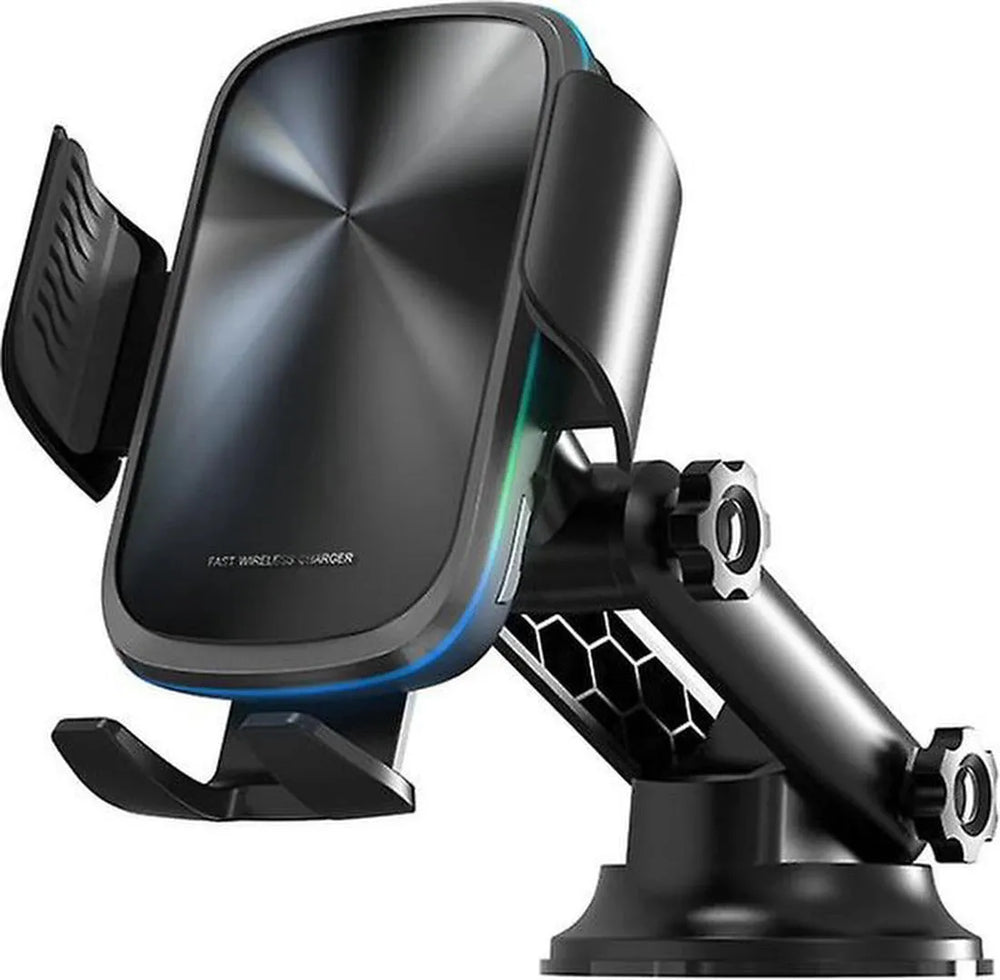Draadloze autolader – 15W Qi snelladen – Telefoonhouder ventilatierooster & voorruit – Geschikt voor iPhone/Samsung Galaxy – Zwart-Ilumina Benelux