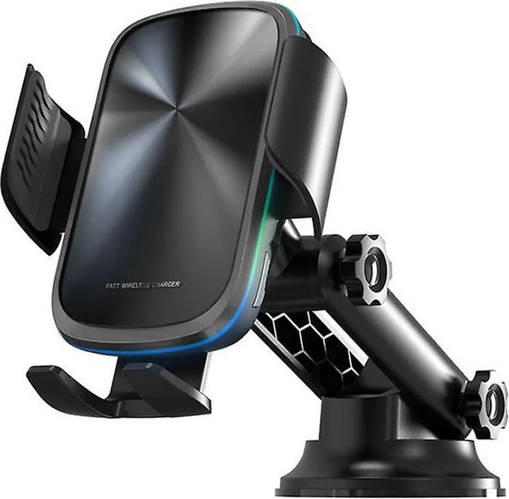 Draadloze autolader – 15W Qi snelladen – Telefoonhouder ventilatierooster & voorruit – Geschikt voor iPhone/Samsung Galaxy – Zwart-Ilumina Benelux