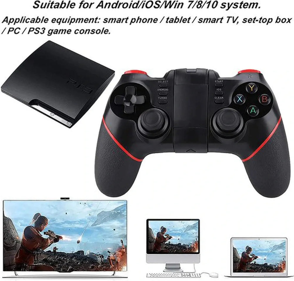 Draadloze gaming controller – T6 Bluetooth gamepad – Geschikt voor iOS/Android/PC/PS3/Smart TV – Zwart-Controller-Ilumina Benelux