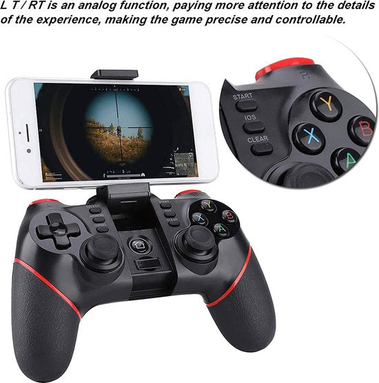 Draadloze gaming controller – T6 Bluetooth gamepad – Geschikt voor iOS/Android/PC/PS3/Smart TV – Zwart-Controller-Ilumina Benelux