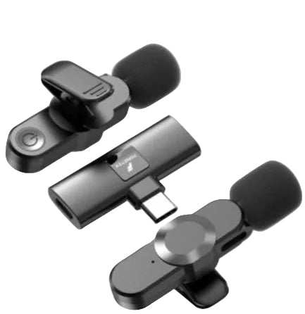 Draadloze microfoon set – Dubbele clip-on lavalier – USB-C connector – Plug & Play – Zwart-Microfoon-Ilumina Benelux