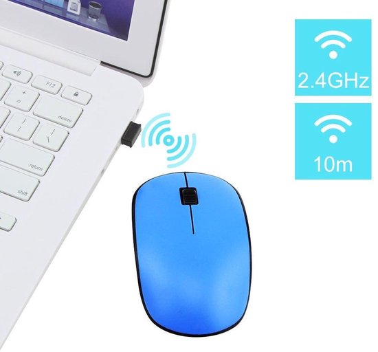 Draadloze muis – Optische 2.4GHz – Voor laptop en computer – Links- en rechtshandig – Blauw-Muis-Ilumina Benelux