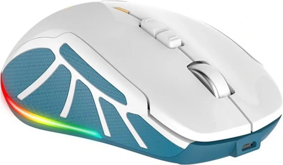 Draadloze muis – RGB LED verlichting – Oplaadbaar – Ergonomisch stil – DPI-knop – Wit-Muis-Ilumina Benelux