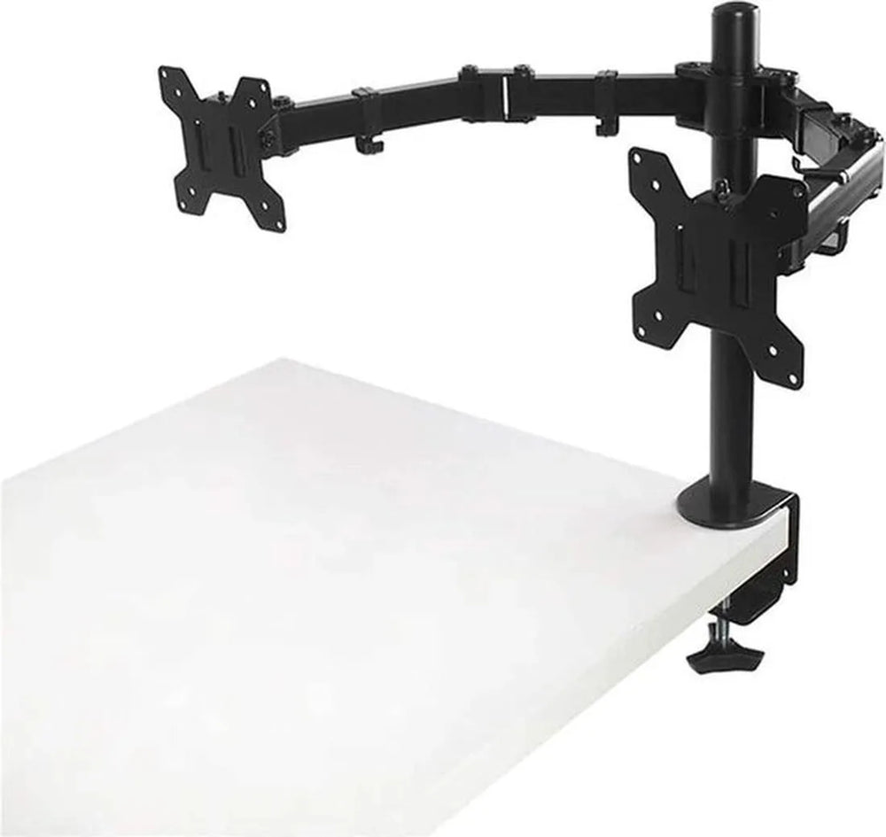 Dubbele monitorarm bureau – Monitor beugel 2 schermen – Universeel – VESA 75x75/100x100 – Zwart-Monitorbeugel-Ilumina Benelux