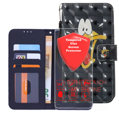 Samsung Galaxy A22 4G Hoesjes – Bookcase – Don't Touch My Phone Duck 3D Print – Met 2x Gehard Glas Screenprotector – Zwart