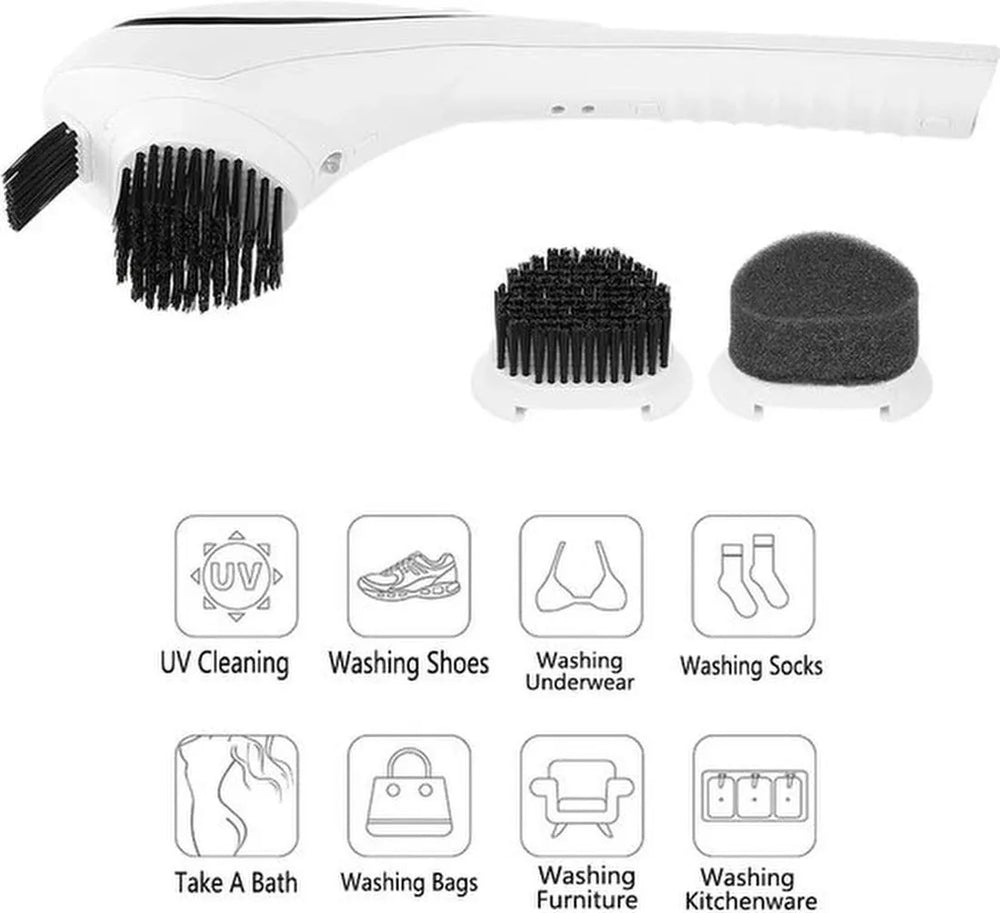 Elektrische reinigingsborstel – Multifunctioneel – Voor schoenen, kleding, keuken & bankstel – Draadloos – Wit-Schoenverzorging-Ilumina Benelux