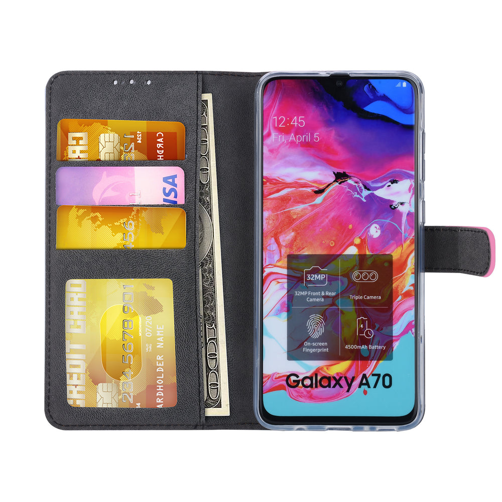 Felroze Book Case voor Samsung Galaxy A70 - Pasjeshouder - Magneetsluiting (A705F)-Hoesjes-Ilumina Benelux