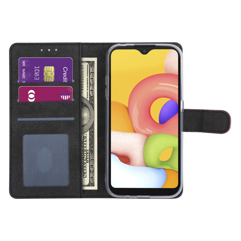 Felroze hoesje Samsung Galaxy A01 - Book Case - Kaarthouder (A015F)-Hoesjes-Ilumina Benelux