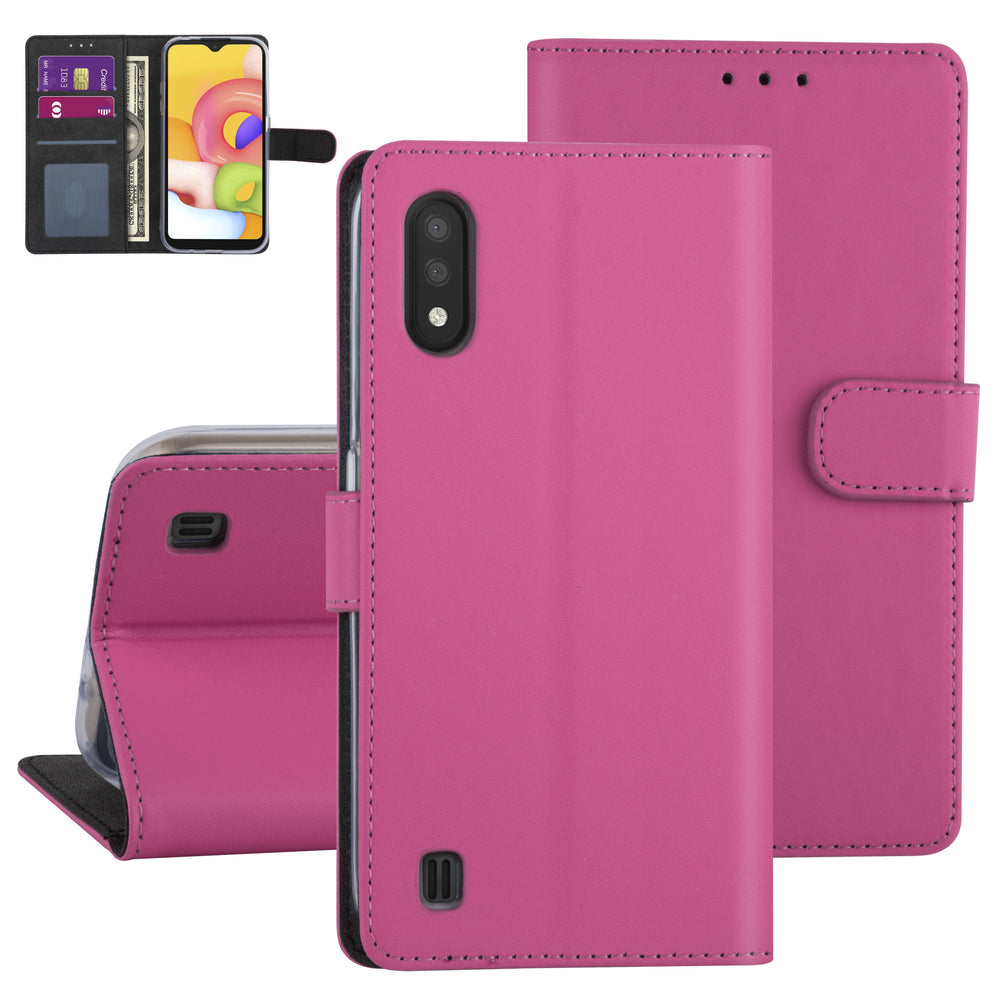 Felroze hoesje Samsung Galaxy A01 - Book Case - Kaarthouder (A015F)-Hoesjes-Ilumina Benelux