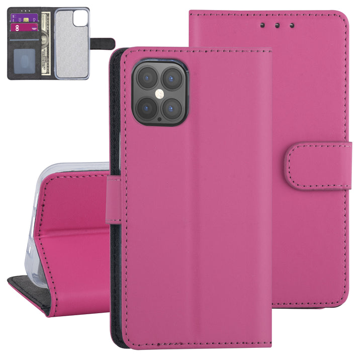 Felroze hoesje iPhone 12 Pro Max - Book Case - Kaarthouder-Hoesjes-Ilumina Benelux