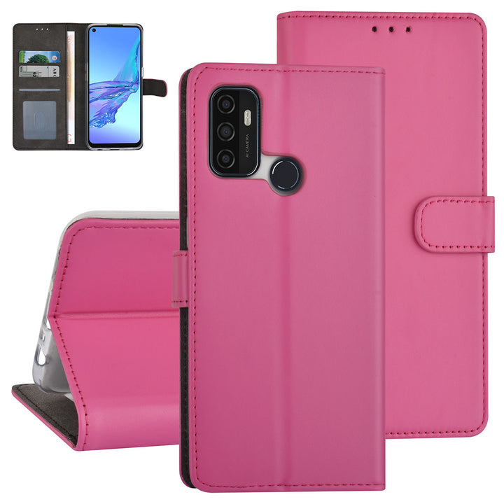 Felroze hoesje voor Oppo A53s - Book Case - Pasjeshouder - Magneetsluiting-Hoesjes-Ilumina Benelux