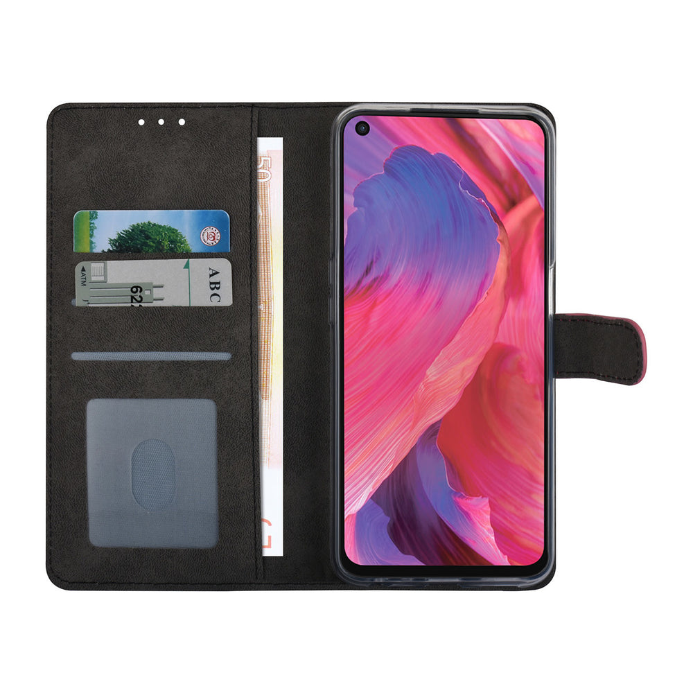 Felroze hoesje voor Oppo A54 5G & Oppo A74 5G - Book Case - Pasjeshouder - Magneetsluiting-Hoesjes-Ilumina Benelux